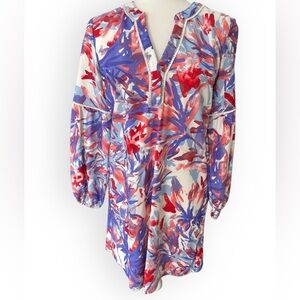 Aryeh Red, White and Blue Tassel Trim Dress Size S